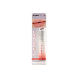 Profusion Cosmetics Glimmer Balm, Balsam de buze hidratant, cu textura cremoasa si sclipici, nuanta Coral Melt, 2.8 g