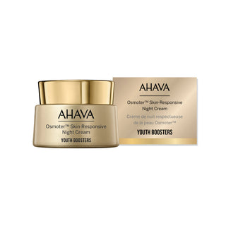 Ahava night cream jar and packaging on a white background