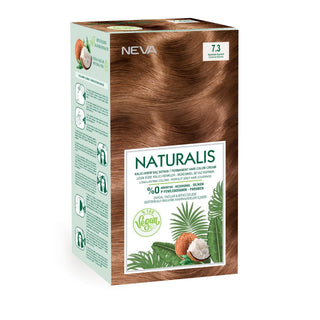 Vopsea de par vegana fara amoniac, Blond Caramel 7.3, Naturalis, Neva, 150 ml