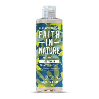 Gel de dus natural detoxifiant, cu extract de alge marine si citrice, Faith in Nature, 400 ml