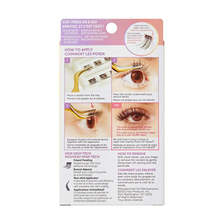 Eyelash packaging with application instructions on a white background