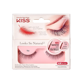 Kiss false eyelashes packaging with a close-up of lashes on a white background