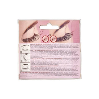 Eyelash packaging with a pink background and text