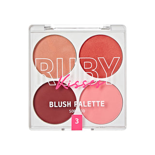 RUBY KISSES, Paleta farduri obraz Blush, Partyin' Bare, 4 x3.7 g