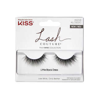 Kiss Lash Couture faux mink collection packaging with false eyelashes on a white background