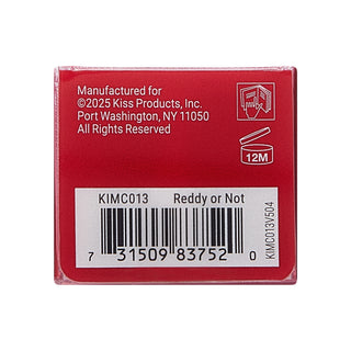 A square red product box with white printed text and a barcode label reading 'KIMC013 Reddy or Not' on a plain white background.