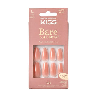 KISS, Unghii false Bare But-Nude Glow, 28 bucati