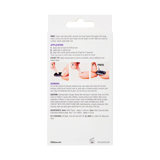 Nail extension kit packaging with application instructions on a white background