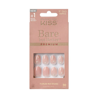 KISS, Unghii false Bare-But-Better Premium Nails Slay, lungime S, 30 bucati