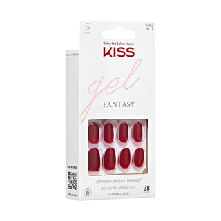 KISS, Unghii false Gel Fantasy One Call, forma ovala, lungime scurta, Bordeaux, 28 bucati