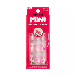 KISS, Unghii false imPRESS Mini pentru copii, Berry Cute, 20 bucati