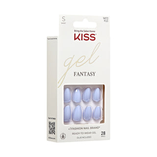 KISS, Unghii false Gel Fantasy Day 1 - Blue, forma almond, lungime scurta, 28 bucati