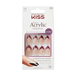 KISS, Unghii false Salon Acrylic French Color, Catchy, 28 bucati