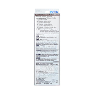 The back of a white rectangular box for Falscara Bond & Seal, showing product information, warnings, and instructions on a plain white background.