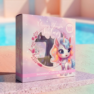 Set cadou pentru copii Cherry Blossom Fantasy, Bubble Bliss, 1 x 50 ml apa de parfum, 1 x 100 ml gel de dus