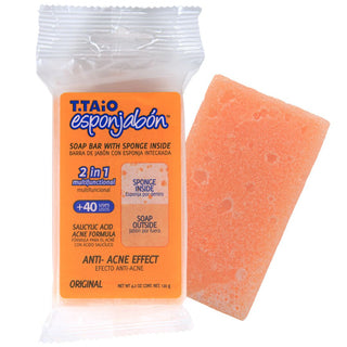 2 in 1 Burete de baie si sapun incorporat, efect anti-acnee, Esponjabon, 120 gr