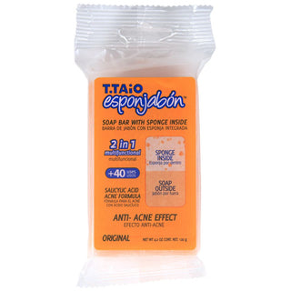 2 in 1 Burete de baie si sapun incorporat, efect anti-acnee, Esponjabon, 120 gr