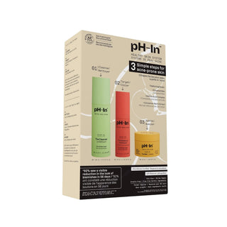 Set rutina de ingrijire a tenului sensibil sau acneic in 3 pasi, pH-In Healthy Skin System, Indeed Labs, 3 articole
