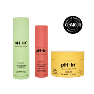 Set rutina de ingrijire a tenului sensibil sau acneic in 3 pasi, pH-In Healthy Skin System, Indeed Labs, 3 articole