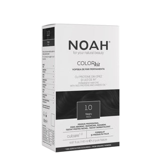 NOAH Colorkit permanent hair color box in shade 1.0 Black, shown on a clean white background.