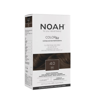 Vopsea de par permanenta, fara amoniac, cu proteina de orez si ulei de in organic, 4.0 Saten, NOAH, 140 ml (Copy)
