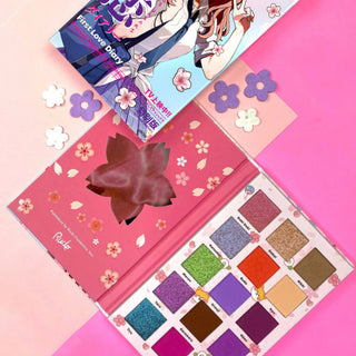 Paleta de farduri pentru pleoape, cu pigmenti presati, First Love Diary, Manga Collection, Rude Cosmetics, 15 nuanțe