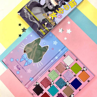 Paleta de farduri pentru pleoape, cu pigmenti presati, Cat Girl Chronicles, Manga Collection, Rude Cosmetics, 15 nuanțe