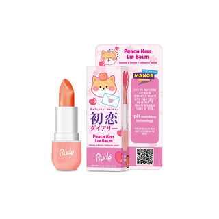 Balsam de buze pH-reactiv, care isi schimba culoarea, cu aroma de piersica, Peach Kiss, Manga Collection, Rude Cosmetics, 3.5 g