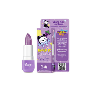 Balsam de buze pH-reactiv, care isi schimba culoarea, cu aroma de struguri, Grape Kiss, Manga Collection, Rude Cosmetics, 3.5 g