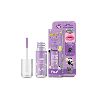 Ulei de buze cu sclipici, pH-reactiv, care isi schimba culoarea, cu aroma de struguri, Manga Collection, Rude Cosmetics, 4 ml