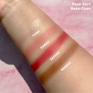 Paleta 4 in 1 pentru fata - 2 x blush, 1 x iluminator, 1 x contour, Purr-fect Neko-Chan, Manga Collection, Rude Cosmetics, 4 nuante