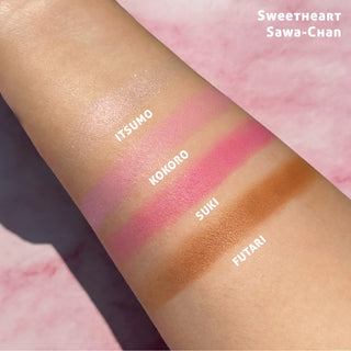 Paleta 4 in 1 pentru fata - 2 x blush, 1 x iluminator, 1 x contour, Sweetheart Sawa-Chan, Manga Collection, Rude Cosmetics, 4 nuante