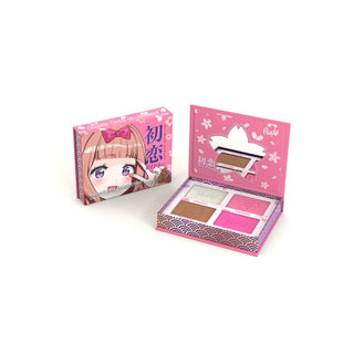 Paleta 4 in 1 pentru fata - 2 x blush, 1 x iluminator, 1 x contour, Sweetheart Sawa-Chan, Manga Collection, Rude Cosmetics, 4 nuante