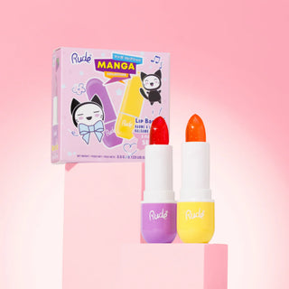 Set 2 x balsam de buze pH-reactiv, care isi schimba culoarea, cu aroma de struguri & ananas, Grape & Pineapple Kiss, Manga Collection, Rude Cosmetics, 2 x 3.5 g
