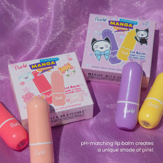Set 2 x balsam de buze pH-reactiv, care isi schimba culoarea, cu aroma de pepene verde & piersica, Watermelon & Peach Kiss, Manga Collection, Rude Cosmetics, 2 x 3.5 g