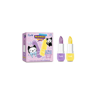 Set 2 x balsam de buze pH-reactiv, care isi schimba culoarea, cu aroma de struguri & ananas, Grape & Pineapple Kiss, Manga Collection, Rude Cosmetics, 2 x 3.5 g