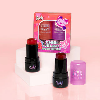 Set duo 2 in 1 Lip Stain + Cheek Tint Chibi Jelly!, nuanta Koneko & Sakura, Chibi Manga Collection, Rude Cosmetics, 2 x 5 g