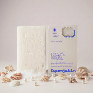 2 in 1 Burete de baie si sapun incorporat, cu Mother of Pearl, efect iluminator, Esponjabon, 120 gr