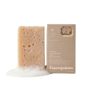 2 in 1 Burete de baie si sapun incorporat, cu fulgi de ovaz, efect calmant & exfoliant, Esponjabon, 120 gr