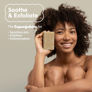 2 in 1 Burete de baie si sapun incorporat, cu fulgi de ovaz, efect calmant & exfoliant, Esponjabon, 120 gr