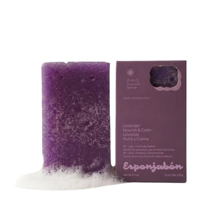 2 in 1 Burete de baie si sapun incorporat, cu parfum de lavanda, efect hranitor & calmant, Esponjabon, 120 gr