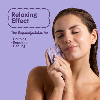 2 in 1 Burete de baie si sapun incorporat, cu parfum de lavanda, efect hranitor & calmant, Esponjabon, 120 gr