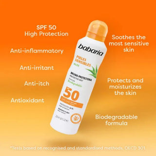 Spray cu protectie solara pentru pielea sensibila, cu aloe vera, SPF 50, Babaria 200 ml