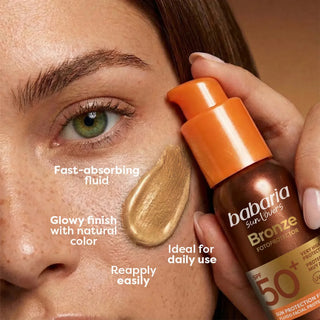 Fluid protectie solara foarte ridicata pentru fata, cu nuantator stralucitor, SPF 50+, UVA & UVB, Bronze Fotoprotector, Babaria Sun Lovers, 40 ml