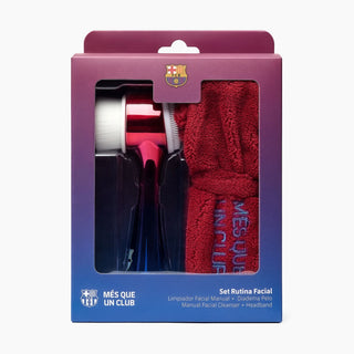 Set cadou ingrijire fata, perie pentru curatarea tenului & bentita par, FC Barcelona, 2 articole