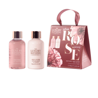 Set cadou Mini Body Duo, Velvet Rose & Peony, 50 ml Gel de dus & 50 ml Lotiune corp, The Luxury Bathing Company