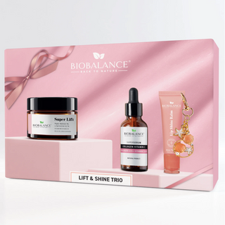 Set trio Lift & Shine - crema Super Lift, 50 ml, Super Serum Collagen-Vitamin C, 30 ml & balsam de buze Coco Vanillia, 10 ml, BioBalance, 3 articole