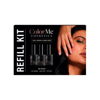 Kit pentru manichiura semipermanenta, 1 x 10 ml Gel de aderenta, 1 x 10 ml Baza pentru oja, 1 x 10 ml Gel de sigilare, ColorMe Cosmetics, 3 articole