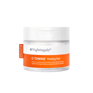 Dischete pentru exfolierea tenului, cu vitamina C, pantenol & ingrediente vegetale exfoliante, C-TONING Peeling Pad, Nightingale, 165 ml / 60 dischete