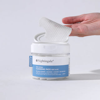 Dischete pentru curatarea tenului, pH 5.5, cu efect hidratant si iritatie scazuta, Daily Derma MILD ACID, Nightingale, 270 ml/ 70 dischete